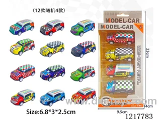 4PCS Pull Back Tin Car