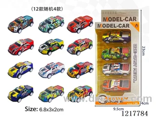 4PCS Pull Back Tin Car