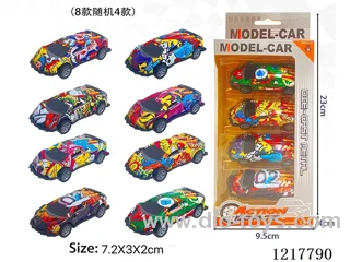 4PCS Pull Back Tin Car