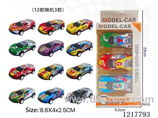3PCS Pull Back Tin Car