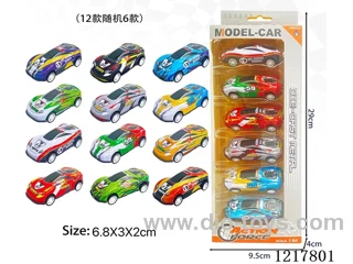 6PCS Pull Back Tin Car
