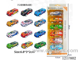 6PCS Pull Back Tin Car