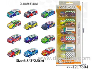 6PCS Pull Back Tin Car