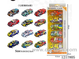 6PCS Pull Back Tin Car