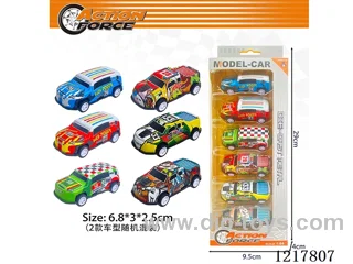 6PCS Pull Back Tin Car