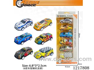 6PCS Pull Back Tin Car
