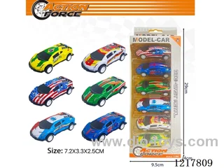6PCS Pull Back Tin Car