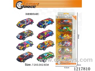 6PCS Pull Back Tin Car