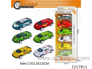 6PCS Pull Back Tin Car