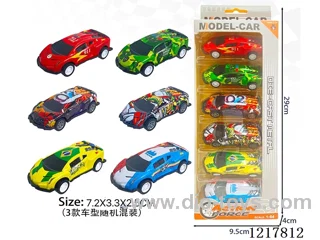 6PCS Pull Back Tin Car