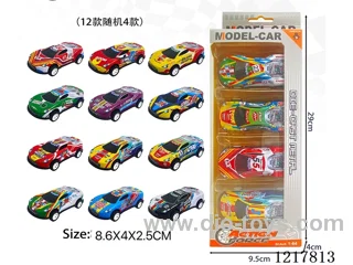 4PCS Pull Back Tin Car