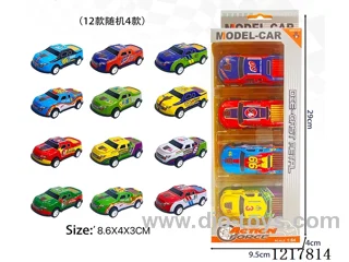 4PCS Pull Back Tin Car