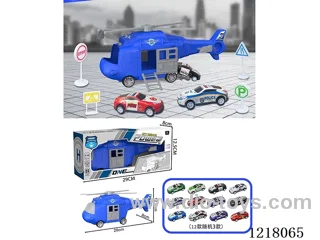 Stowage Police Scenario Inertia Transport Plane + 3 Tin Car Road Signs