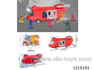 Stowage Fire Scene Inertia Transport Plane +24PCS Soldier