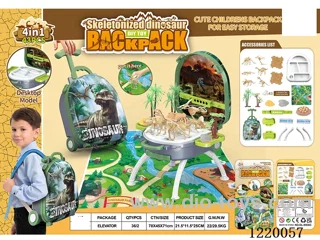 4-in-1 Dinosaur Scene Alloy Backpack Set (3 Random Disassembled Skeleton Dinosaurs)