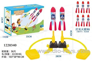 Dual Stomp Rocket Launcher Foam Rockets With 6 Foam Rockets in color box