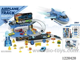 Aircraft Storage Alloy Sports Car Parking Lot (50PCS-alloy car*1+road sign)