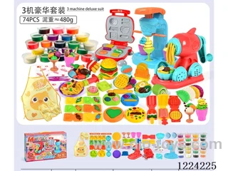 3-in-1 Set/Ice Cream Maker+Noodle Maker + burger maker/(74pcs with 24 clay + apron sleeve)