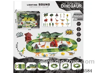 B/O Dinosaur Track Swallowing Car/ B/O T. Rex Car with Lights 109PCS