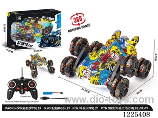 6-wheel rc stunt car with light included battery