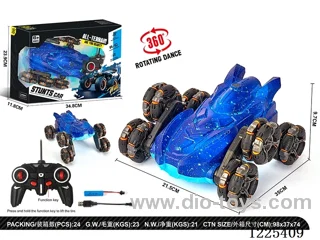 6-wheel rc stunt car with light included battery