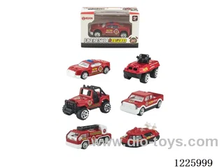 Alloy Skidding Fire Truck (6 mixed)