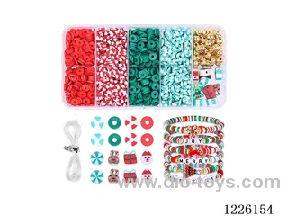 DIY Jewelry Set (Soft Pottery Sheet + Soft Pottery + 6mm Gold Beads + Wire (10 compartments Christmas))