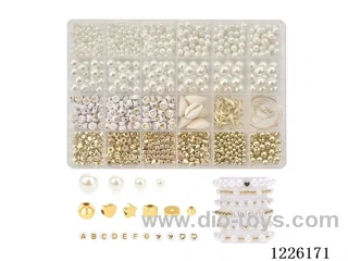 DIY Jewelry Set (4/6/8/10mm Pearls + Alphabet Beads + Pendant + Ear Hooks Earrings + Spacer Beads + Wire (24 compartments))