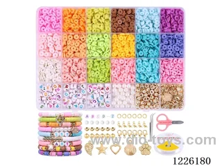 DIY Jewelry Set (soft ceramic piece + letter beads + spacer beads + 6mm gold beads/pearls + pendant + scissors wire tweezers lobster clasp wrapped with clasp loop (24 compartments))