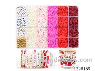 DIY Jewelry Set (Soft ceramic piece + alphabet beads + 6mm gold beads/pearls + thread (24 compartments))