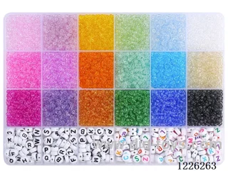 DIY Jewelry Set (3mm Rice Beads + Alphabet Beads + Thread (24compartments))
