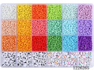DIY Jewelry Set (3mm Rice Beads + Alphabet Beads + Thread (24compartments))