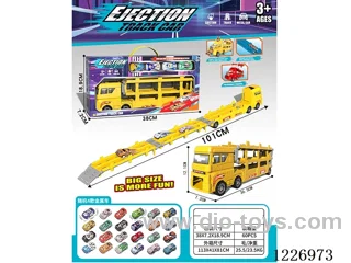 Dual Ejector Transformer Track Storage Car + Pull Back Alloy Car *4