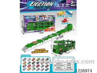 Dual Ejector Transformer Track Storage Car + Pull Back Alloy Car *4
