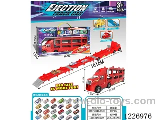 Dual Ejector Transformer Track Storage Car + Pull Back Alloy Car *4