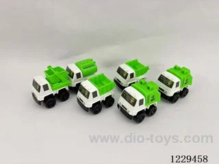 4 models pull back sanitation car (appearance of all environmental protection material) 6 PCS (style random)
