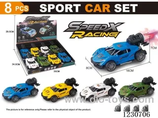 pull back alloy car with spray 4 colors mixed 8PCS