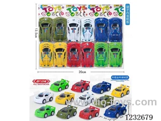 2 types of 6-color pull-back race cars (made of environmentally friendly material)