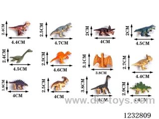 Set of 6 4cm PVC spray-painted dinosaurs