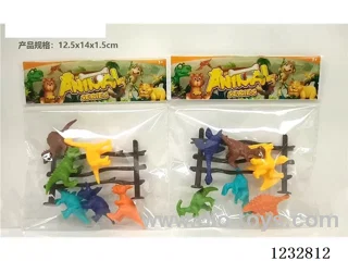 Set of 6 4cm PVC solid color dinosaurs