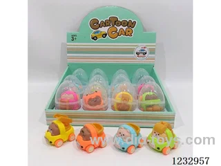 Cartoon bear Egg pull back car (12PCS) can be filled with candy