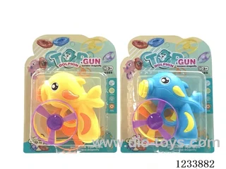 Shooting Flying Saucer Spinning Top Gun + 3 Flying Saucers