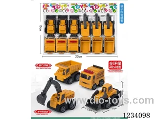 4 types of pull-back simulated construction vehicles