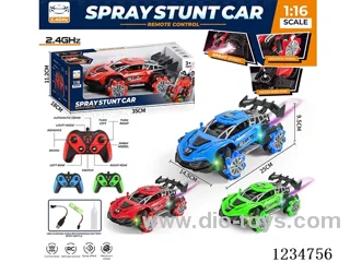 2.4G rc stunt car with light/spray included battery