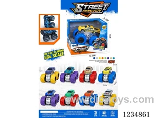 1:64 4WD dual-inertia alloy stunt car 6 mixed