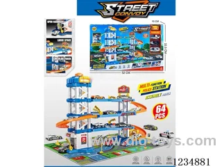 Urban four-story lift parking lot W L/M Police set with 3 alloy cars(included 3*AG13)