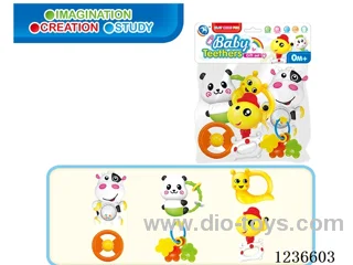 6pcs rattles (Flying Disc, Deer Teeth Gum, Crab, Fish) PCS (Flying saucer, Deer gum, Cow, Wreath, Panda, Snail)