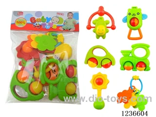 (GCC) 6PCS rattles (Train+Monkey+Sunflower+Wreath+Bear+Car)