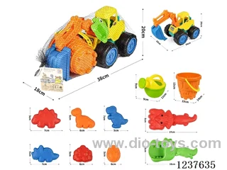 Excavator Construction Vehicle (Skidding) Beach Set 11pcs