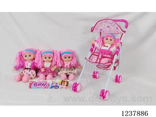 16-inch cotton-stuffed doll with English IC/Iron handcart